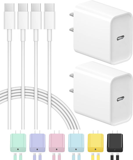 Picture of iPhone 16 15 Charger Fast Charging USB C Charger Block 2-Pack Type C Charger iPhone 16 Charger 6FT Cord for iPhone 16/16 Plus/16 Pro/16 Pro Max/iPhone 15/iPhone 15 Pro/iPhone 15 Pro Max,Samsung
