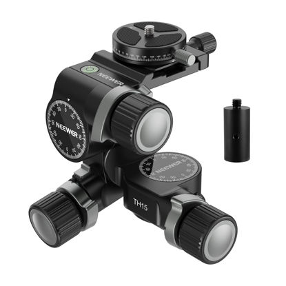 Picture of NEEWER 3 Way Geared Tripod Head with 360° Panoramic Arca QR Plate, Millimeter Micro Adjustment, Aluminum Alloy 3 Axis Pan Tilt Head with Quick Switch Large & Fine Dual Modes, Max Load 13.2lb/6kg, TH15