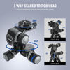 Picture of NEEWER 3 Way Geared Tripod Head with 360° Panoramic Arca QR Plate, Millimeter Micro Adjustment, Aluminum Alloy 3 Axis Pan Tilt Head with Quick Switch Large & Fine Dual Modes, Max Load 13.2lb/6kg, TH15