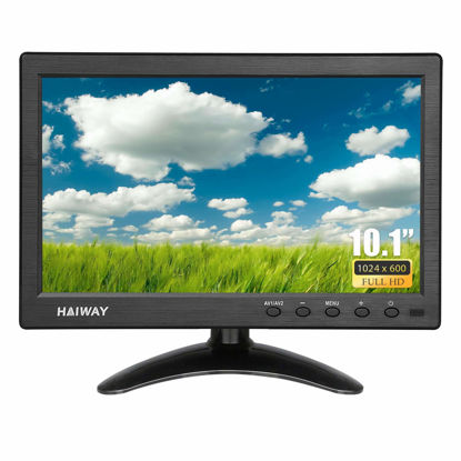 Picture of Haiway 10.1 inch Security Monitor, 1024x600 Resolution Small HDMI Monitor Small Portable Monitor with Remote Control with Built-in Dual Speakers HDMI VGA BNC Input for Gaming CCTV Raspberry Pi PC