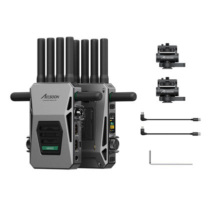 Picture of Accsoon CineView Master 4K Wireless Video Transmitter Receiver 2.4Ghz+5Ghz+6GHz Tri-Band 8202ft Range 25 ms Latency, SDI HDMI Video Transmission System, 4K 60FPS 1 Wired iOS+4 App Monitoring(1TX+1RX)