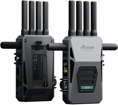 Picture of Accsoon CineView Master 4K Wireless Video Transmission System, HDMI SDI Transmitter Receiver, 2.4+5Ghz+6GHz Tri-Band 8202ft Range 25ms Lantency, Support 1 Wired + 4 Wireless Monitoring