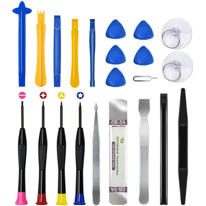 Picture of 22 Piece Professional Electronics Opening Pry Screwdriver Set Multiple Functions Tool Repair Kit, for Cellphone iPhone Laptops Tablets Pry Open Replace Screen Battery and More