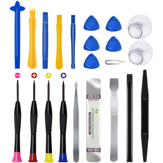 Picture of 22 Piece Professional Electronics Opening Pry Screwdriver Set Multiple Functions Tool Repair Kit, for Cellphone iPhone Laptops Tablets Pry Open Replace Screen Battery and More