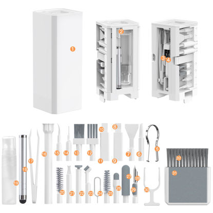 Picture of Keyboard Cleaning Kit Laptop Cleaner, 32-in-1 Computer Screen Cleaning Brush Tool, Multi-Function PC Electronic Cleaner Kit for iPad iPhone Pro, Earbuds, Camera Monitor,