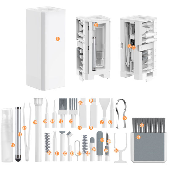 Picture of Keyboard Cleaning Kit Laptop Cleaner, 32-in-1 Computer Screen Cleaning Brush Tool, Multi-Function PC Electronic Cleaner Kit for iPad iPhone Pro, Earbuds, Camera Monitor,