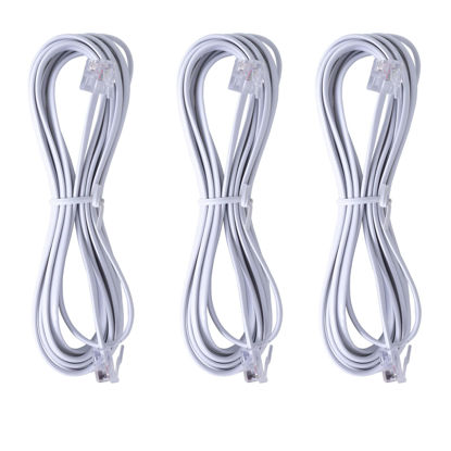 Picture of TOYAYAYO 3Pack RJ11 Cable Phone Cord for Landline 6ft Telephone Cord Phone Line Cord RJ11 6P4C Male to Male for Landline Phone and Fax -(White-6Feet)