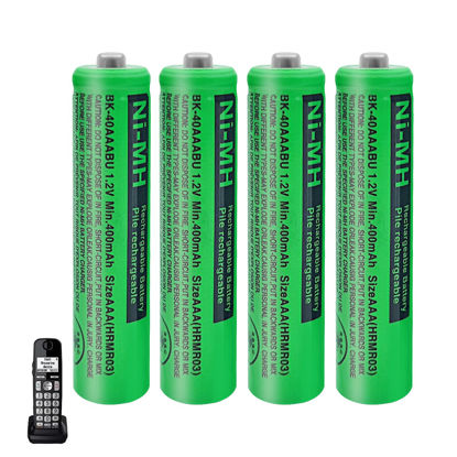 Picture of ZZWJBCYLE 4 Pack BK-40AAABU Ni-MH AAA Rechargeable Battery for Panasonic, 1.2v 400mah Rechargeable AAA Batteries for Panasonic Cordless Phones, Remote Controls, Electronics