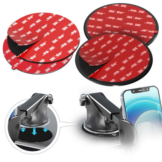 Picture of MASIGO 3M VHB Dashboard Adhesive Sticky Pad Set - 3.15" (80mm) Car Mount Disk for Cell Phone Holder, Secure Suction Cup Grip, Includes 2 Mounting Disks + 2 Replacement Pads