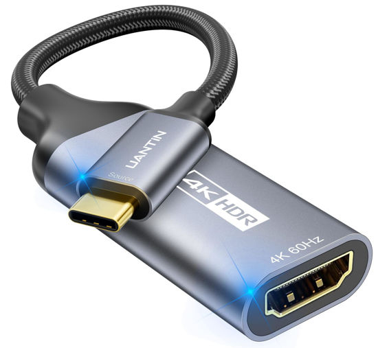 Picture of UANTIN USB C to HDMI Adapter [4K@60Hz] High-Speed USB Type-C 3.1 to HDMI 2.0 Female Converter [Thunderbolt 3/4 Compatible] for iPhone 15 Series, MacBook Pro/Air, iPad, Galaxy S8-S23, Other USBC Laptop