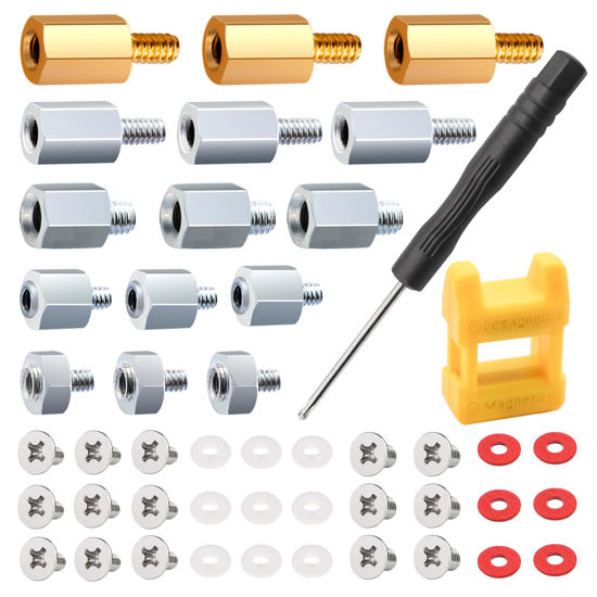 Picture of mankk 47PCS M.2 SSD Screw Kit NVMe Screw M.2 Standoff and Screw M.2 Screw SSD Mounting Screws with Magnetic Screwdrivers for Laptop PC Repair & DIY
