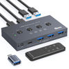 Picture of USB 3.2 Switch Selector 4 Computers Share 1 USBC & 3 USBA Devices 10Gbps 4 Port USB Switcher Sharing Keyboard Mouse Printer Scanner with Cable and Remote Control and a dapter