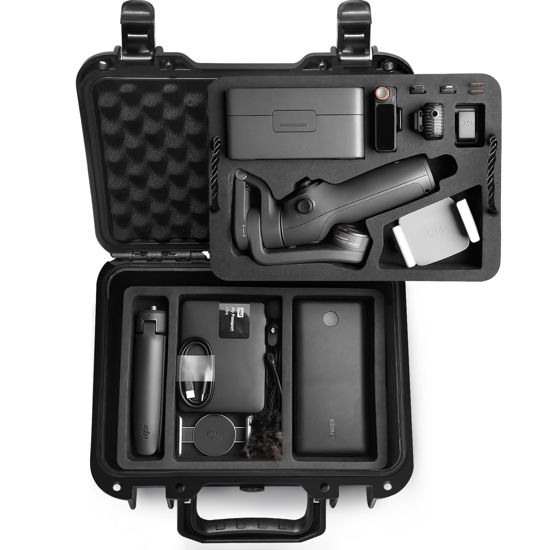 Picture of Lekufee Waterproof Hard Case Compatible with DJI Osmo Mobile 6,Osmo Mobile 5 Gimbal Stabilizer,DJI Mic Mini,DJI Mic 2,DJI Mic and More Accessories(Case Only)
