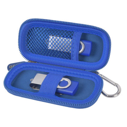 Picture of USB Flash Drive Case, Thumb Drives/SD/Memory Cards/Stick/SDXC SDHC Storage Holder, Electronic Accessories for SanDisk for Samsung for SamData/TOPESEL for PNY/YubiKey for Inland - Bag Only (Blue)