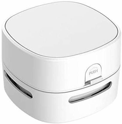 Picture of ODISTAR Desktop Vacuum Cleaner, Mini Table dust Sweeper Energy Saving,High Endurance up to 400 mins,360º Rotatable Design for Keyboard/Home/School/Office (White)
