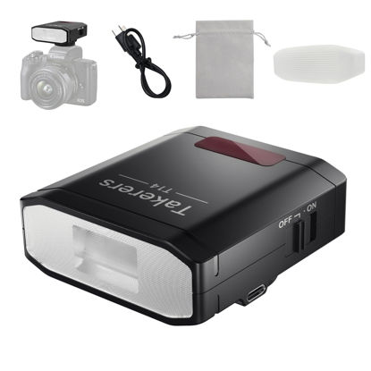 Picture of Takerers Camera Flash, Mini Flash Speedlite with GN14, 22 Levels Flash Power, CCT 5600K, M/S1/S2 Optical Control Compatible for Sony/Canon/Fuji/Nikon/Panasonic/Olympus Camera