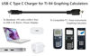 Picture of USB C Charger & Block Compatible with Texas Instruments TI-84 Plus CE Color/TI-Nspire CX/CX CAS/TI-84 Plus/TI-84 Plus C Silver Edition/TI 89 Titanium Graphing Calculators