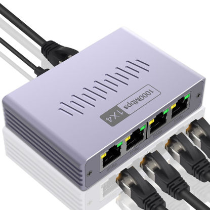 Picture of Duomigo Gigabit Ethernet Splitter 1 to 4, 1000Mbps High Speed LAN Splitter with USB Power, 4 Devices Simultaneous Network for Cat5/5e/6/7/8 Cables