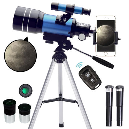 Picture of ToyerBee Telescope for Adults & Kids, 70mm Aperture (15X-150X) Portable Refractor Telescopes for Astronomy Beginners, 300mm Professional Travel Telescope with A Phone Adapter& A Wireless Remote