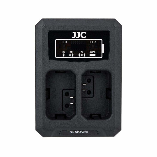 Picture of JJC NP-FW50 Battery Charger USB Dual Slot for Sony ZV-E10 A6000 A6100 A6300 A6400 A6500 A7 A7II A7S A7SII A7R A7RII NEX-7 NEX-6 SLT-A99II DSC-RX10IV DSC-RX10III DSC-RX10II DSC-RX10 Cameras