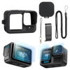 Picture of HSU Silicone Sleeve Case for GoPro Hero 13 Black, Battery Side Cover & Screen Protectors & Lens Caps & Lanyard, GoPro Hero 13 Black Accessories Kit