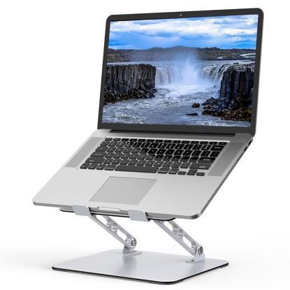 Picture of Gogoonike Laptop Stand for Desk, Adjustable Laptop Riser, Metal Laptop Holder Foldable Computer Stand Portable Laptop Mount, Ventilated Cooling Notebook Stand Compatible with 10-15.6” Laptops