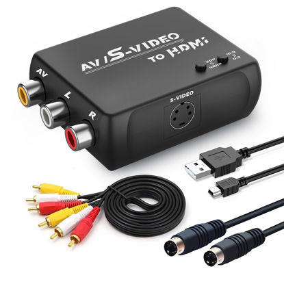 Picture of HTDYOO S Video RCA to HDMI Converter with RCA Cable + Svideo Cable + USB Cable, S-Video AV to HDMI Converte Compatible for PAL/NTSC for TV/PC/PS1/PS2/ STB/Xbox/VHS/VCR/DVD