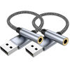 Picture of 2Pack USB to 3.5mm Jack Audio Adapter, USB to Audio Aux Cable External Stereo Sound Card, USB to 3.5mm TRRS Female Headset forPS4/PS5/Headphone/Mac/Linux/Laptop/Desktops/Docking Station
