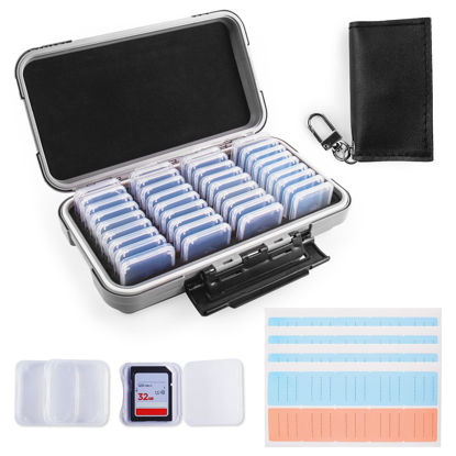 Picture of Micscrew 36 Slots Memory Card Case & 36 Transparent Card Cases, Light Gray Camera SD Card Holder Storage with Individual Plastic Card Holder Case for SD Card, Camer Card Organizer for SD Card