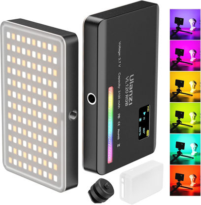 Picture of ULANZI VL120 RGB Light For Video Camera, Portable 3100mAh Battery, 360 Full Color 20 Light Effects, CRI≥95 2500-9000K LED Panel DSLR Photography Lighting Setup for YouTube, TikTok