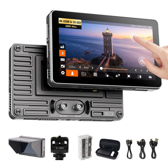 Picture of VILTROX DC-X3 2000 Nits SDI Camera Field Monitor, 4K HDMI/3G-SDI 6 inch Portable On Camera Monitor, 3D Lut 1920X1080 HD Focus Peaking Assist Full Waveform Video Field Monitor w Battery Sunshade Hood