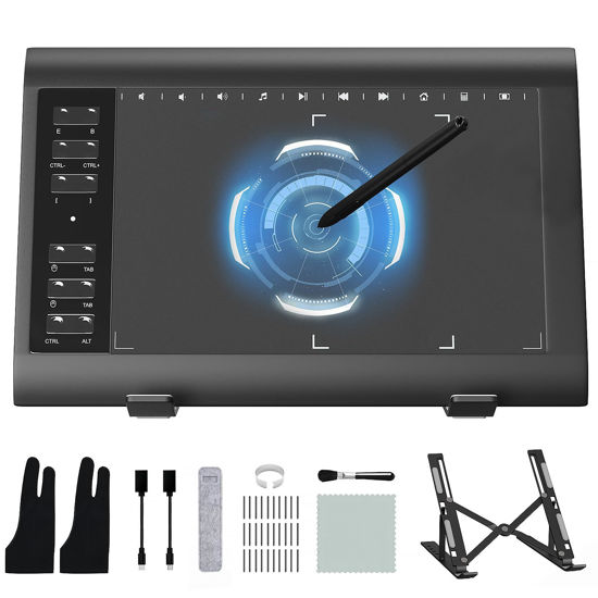 Picture of ienRon Drawing Tablet 10X6 Inch Art Tablet with Battery-Free Pen 8192 Levels Stylus,12 Hot Keys,Best Gift for Graphics Tablet Compatible with Windows,Mac,Android for Drawing,Design, Teaching