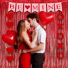 Picture of Red Fringe Curtains Party Streamers Backdrop - GREATRIL Foil Tinsel Curtain Cortinas para Fiestas Decoracion Backdrop for Stranger Theme Party Christmas Valentines Day Party 2-Pack