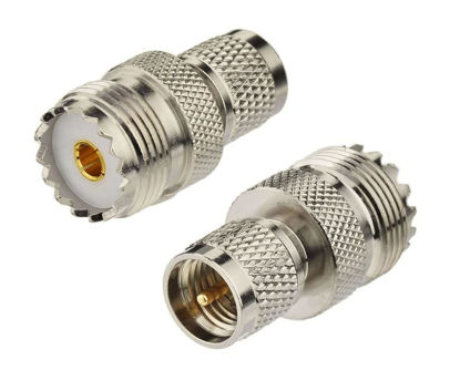 Picture of DHT Electronics RF coaxial Adapter Mini-UHF Male to UHF SO239 PL259 Connector Pack of 2
