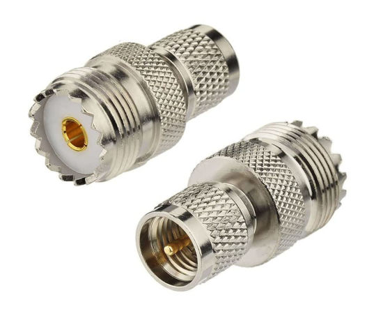 Picture of DHT Electronics RF coaxial Adapter Mini-UHF Male to UHF SO239 PL259 Connector Pack of 2