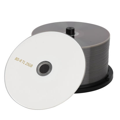 Picture of MAWFOZIN BD-R BDR 25GB Single Layer Blue Blu-ray Recordable Media Disc Upto 6X with 50 Pack White Inkjet Hub Printable Blank Data Recordable Media Disc with Cakebox/Spindle Packing