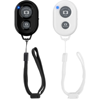 Picture of Wireless Camera Remote Shutter for Smartphones (2 Pack), Zttopo Wireless Phone Camera Remote Control Compatible with iPhone/Android Cell Phone - Wrist Strap Included Black&White