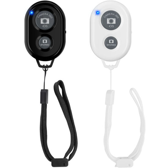 Picture of Wireless Camera Remote Shutter for Smartphones (2 Pack), Zttopo Wireless Phone Camera Remote Control Compatible with iPhone/Android Cell Phone - Wrist Strap Included Black&White