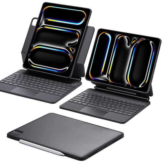 Picture of ESR iPad Pro 13 Inch Case with Keyboard (M4, 2024), iPad Pro 13 Keyboard Case with Easy-Set Magnetic Stand, Portrait/Raised Modes for iPad Pro 13 Keyboard, Removable Case, Rebound 360 Series, Black