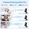 Picture of ATEngeus USB Fan, Rechargeable Portable Fan, Clip on Fan, Battery Operated Fan, 3 Speeds, 5000mAh USB Desk Fan, 720°Rotation, Sturdy Clamp for home, Camping, Treadmill and car