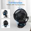 Picture of ATEngeus USB Fan, Rechargeable Portable Fan, Clip on Fan, Battery Operated Fan, 3 Speeds, 5000mAh USB Desk Fan, 720°Rotation, Sturdy Clamp for home, Camping, Treadmill and car