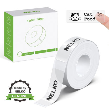 Picture of Nelko Genuine P21 Label Maker Tape, Adapted Label Print Paper, 14x40mm (0.55"x1.57"), Standard Laminated Office Labeling Tape Replacement, Multipurpose of Home, Office, 180 Labels/Roll, Transparent