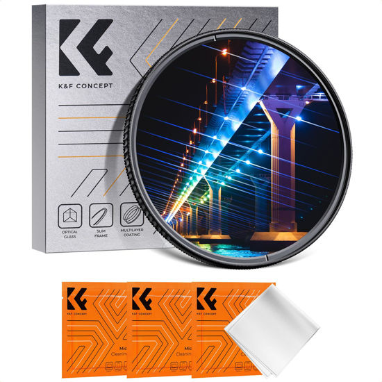 Picture of K&F Concept 52mm Blue Streak Lens Filter Rotating Circular Anamorphic Lens-Optical Glass Style Blue Streak Special Effect Filter 2mm Spaced Streaks for Camera Lens (K-Series)