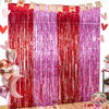 Picture of LOLStar 3 Pack Valentines Foil Fringe Curtains Valentine's Day Party Decorations 3.3X6.6 ft Red Pink Tinsel Metallic Photo Booth Props Backdrop Streamers for Valentine's Day Decor Birthday Wedding