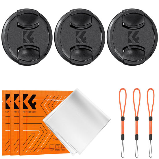Picture of K&F Concept 86mm Lens Cap, 9-in-1 Center Pinch Lens Cover + Anti-Loss Keeper Leash + Microfiber Cleaning Cloth Kits Compatible with Nikon, Canon, Sony, Fujifilm Camera Lenses