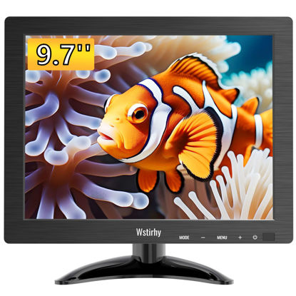 Picture of Wstirhy 9.7 Inch Small Monitor 1024x768 Portable Monitor 4:3 Screen Display with HDMI VGA AV BNC USB Port, 60Hz, VESA, Built-in Speaker, Remote Control for PC Computer Laptop RasPi