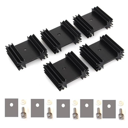 Picture of Easycargo To-220 Aluminium Heatsink 25x34x12mm,TO220 Heat Sink for Cooling MOSFET SCR Power Voltage Regulator ICS (25mmx34mmx12mm) (Anodized Black 5-Pack)