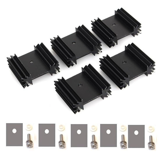 Picture of Easycargo To-220 Aluminium Heatsink 25x34x12mm,TO220 Heat Sink for Cooling MOSFET SCR Power Voltage Regulator ICS (25mmx34mmx12mm) (Anodized Black 5-Pack)