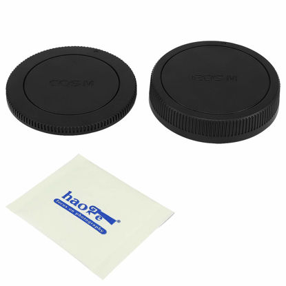 Picture of Haoge Camera Body Cap and Rear Lens Cap Cover Kit for Canon EOS-M EOSM EF-M EFM Mount Camera Lens Such as EOS M M3 M5 M6 M6 Mark II M10 M50 M100 M200