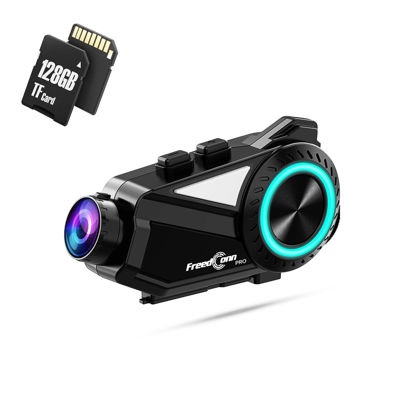 Picture of FreedConn Motorcycle Bluetooth Headset with Camera 2K Hi-Res 360°Shooting 6 Riders 1500M Motorcycle Bluetooth Intercom Motorcycle Camera IP65 128G TF